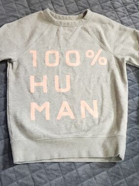 Everlane Gray Sweatshirt with Pink Graphic "100% HUMAN"